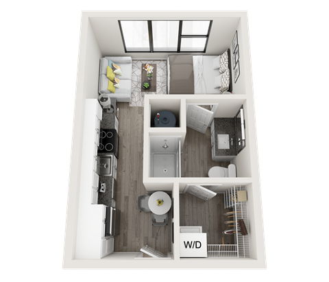 Floor plan for studio, 1 bath, 364 sqft